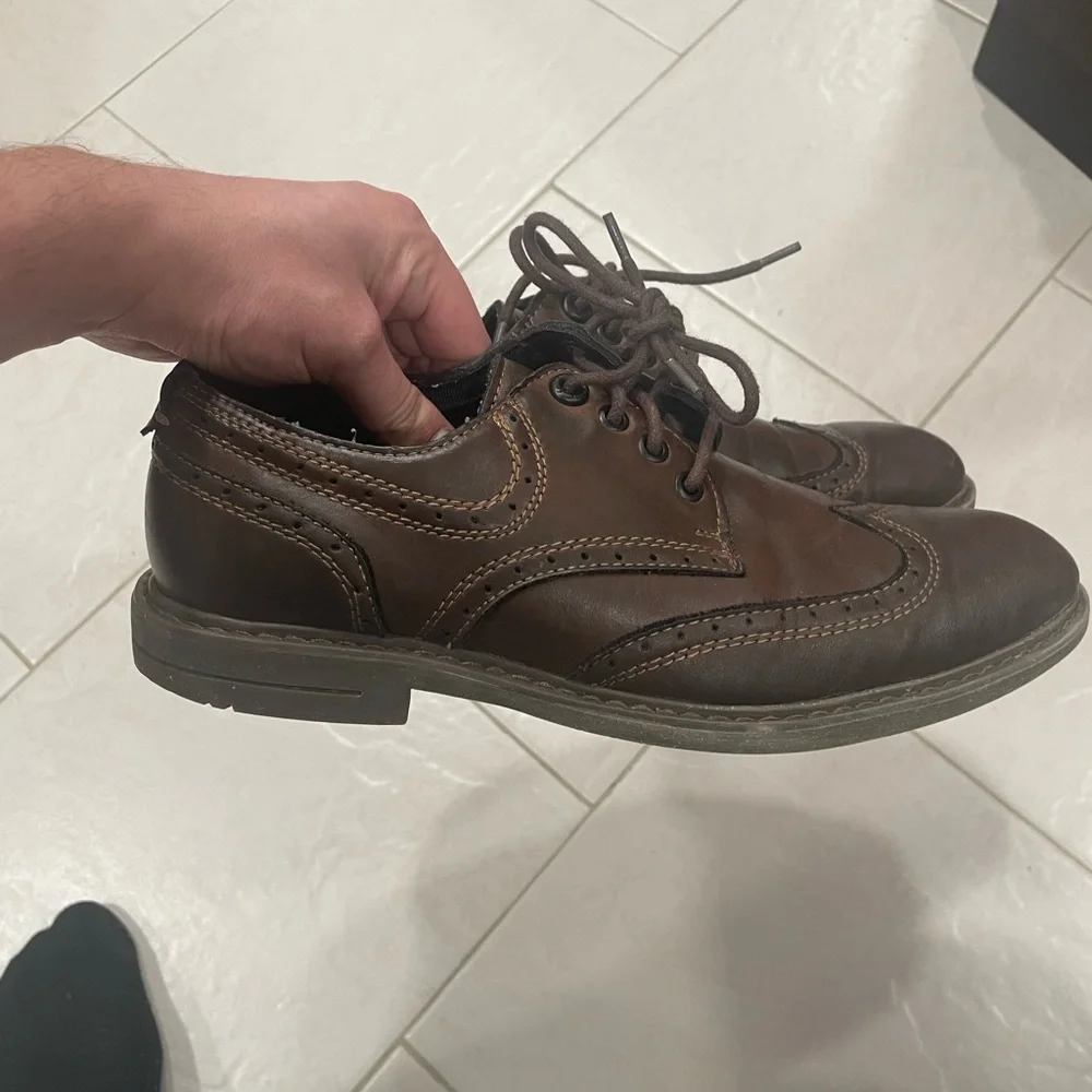 Calvin Klein Jeans Milo Burnished Smooth Oxford Men's 9M DK Brown Dress Shoe
